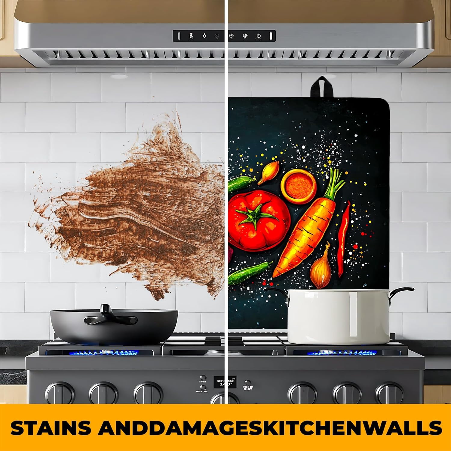 Stove Top Cover Flower Gas Stove Top Cover for Home Decoration Kitchen Pad Non-Stick Washable Cooktop Covers Countertop Protector Keep Stove Clean (Vegetable, 28L"x20W")