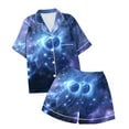 thumbnail image 4 of CAIVO Children Fashion Star Themed Printed Button Down Lapel Short Sleeved Tops Shorts 2 Piece Pajama Sets Pyjamas, 4 of 4