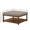 thumbnail image 3 of S-HOME Large Square Upholstered Tufted Linen Ottoman, Spacious Coffee Table with Solid Wood Shelf，Linen, 3 of 6