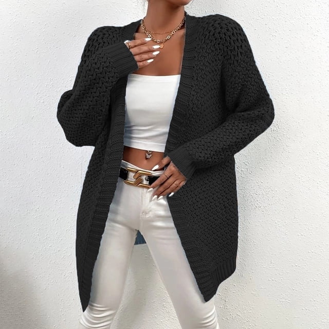 ICHUANYI Liquidación Mujeres Casual Sólido Tejer Cable Suelto Manga Larga V-Cuello Suéteres Tops ICHUANYI WER202308251219
