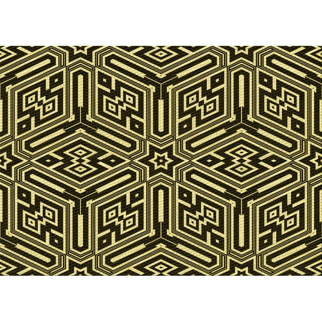 Ahgly Company Tapis d'Intérieur Lavables en Machine, Rectangles Transitionnels Métalliques Dorés, 7' x 9'