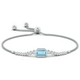 thumbnail image 2 of ANGARA Natural East West Bezel-Set 1.35 ct Aquamarine Bolo Bracelet in 14K White Gold for Women (Size-8x6mm) | March Birthstone, Anniversary, Jewelry Gift for Women | Natural Aquamarine Bracelet, 2 of 7