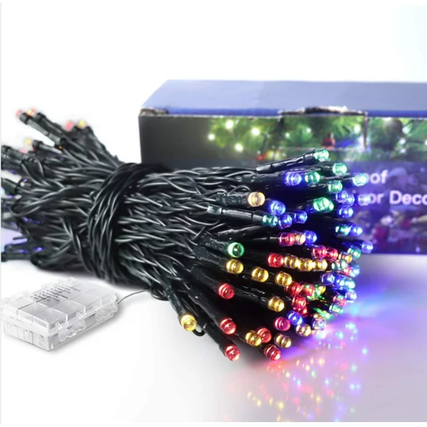 YEOLEH 49.2ft Outdoor Christmas String Lights Battery Operated,130LED