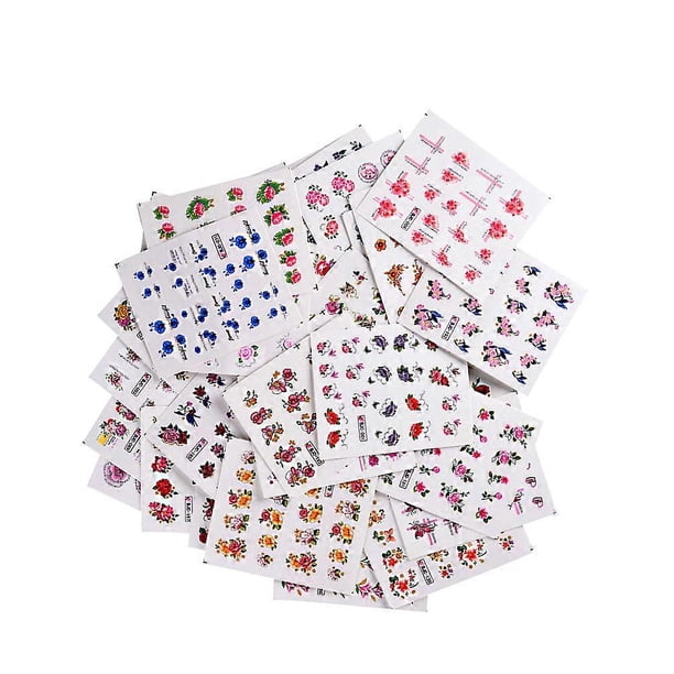 Nail Stickers Flowers 55 Sheets Nail Tip Decals for Women Girls in Assorted Color for Manicure Decoration