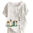 thumbnail image 1 of Gibobby Camisetas Mujer Manga Corta Camiseta manga corta con estampado cuello redondo y dobladillo manga corta para mujer verano, camiseta ajustada con(Blanco,G), 1 of 5