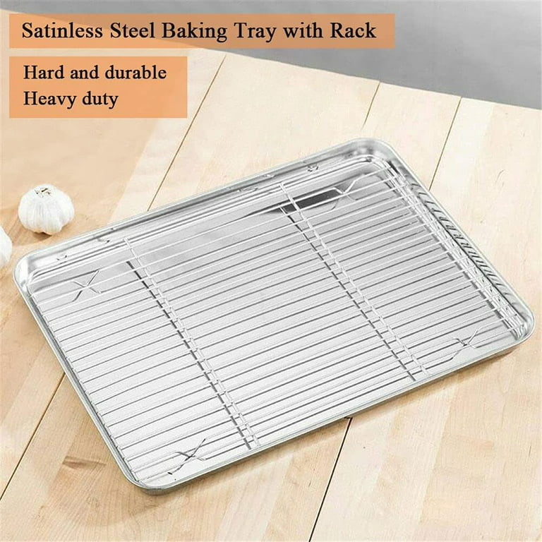 Kitchenatics Quarter Sheet Cooling Rack for Cooking and Baking - Stainless Steel Wire Rack for Cookies- Rust-Resistant Oven Rack Grill Rack Oven-Safe