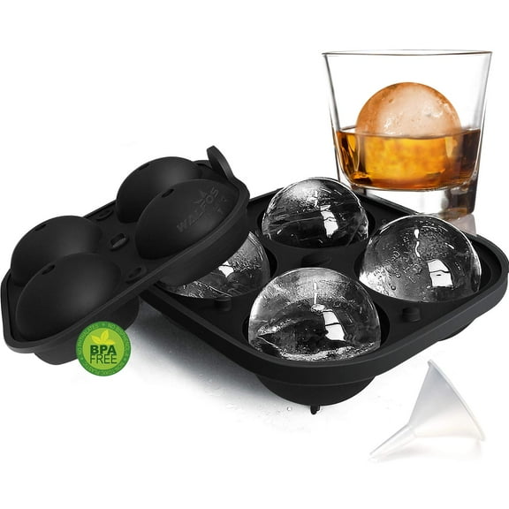 Walfos Large Sphere Ice Mold Tray - Ice Sphere Maker - 2.5 Inch Big Silicone Round Ice Balls Molds for Whiskey, Cocktails, Bourbon -Easy Release & Food Grade