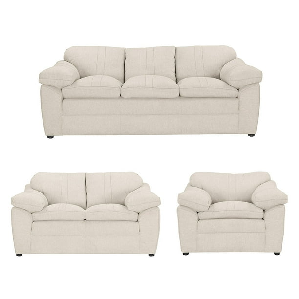 Sala Aston 3 Piezas Crema (Sofá, Love Seat y Sillón)