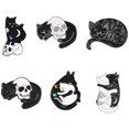 thumbnail image 1 of Heytea Funny Design Enamel Pin Set - Black Cat Cartoon Brooch Badge Pins for Clothes Bags Backpack, 1 of 5