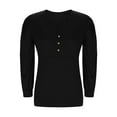 thumbnail image 7 of safuny Womens Long Sleeve Tops Fall Fashion Solid Color Shirts Casual Pleated Tunic V-neck Button Down Blouses Black _r S, 7 of 7