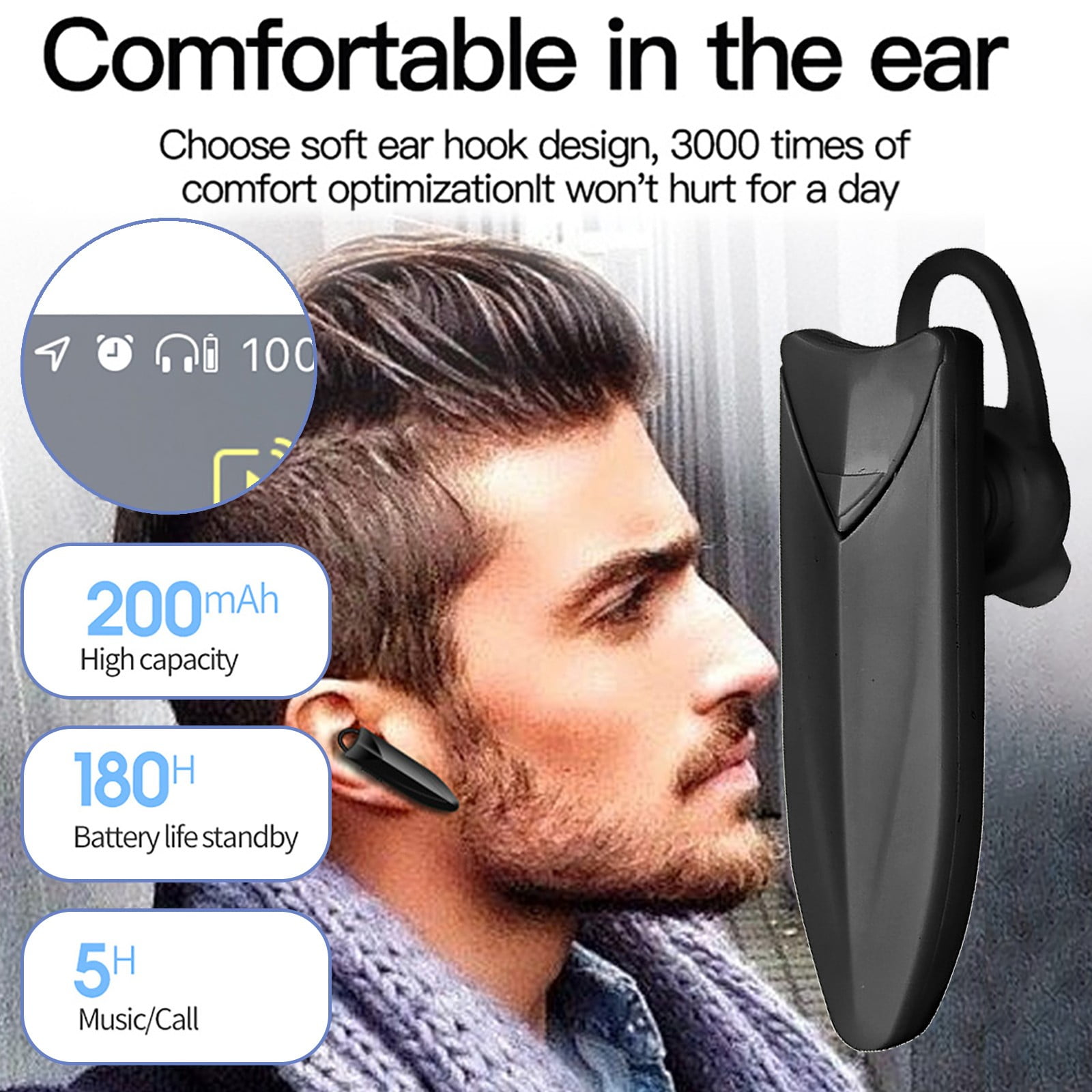 Business Wireless Headset Earbuds Automatic One Key Headset Headset