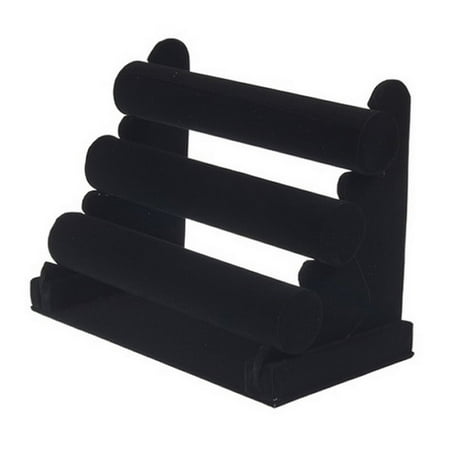 5Pcs Black 3-Tier Velvet Bracelet Chain Watch T bar Rack Jewelry Hard Display Stand Holder Jewelry Organizer Hard Display Stand