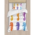 thumbnail image 3 of Animal Decor King Size Duvet Cover Set, Set of Baby Seahorse Diving Swim Unique Young Happy Mascot Maritime Art Prints, Decorative 3 Piece Bedding Set with 2 Pillow Shams, Multi, by Ambesonne, 3 of 3