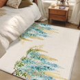 thumbnail image 4 of Teal Floral Area Rugs 3x5 ft Watercolor Teal Yellow Wisteria Linen Texture Washable Rug Non Slip Indoor Carpet Absorbent Floor Mat for Living Room Bedroom Dining Room, 4 of 9