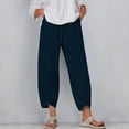 thumbnail image 2 of Timegard Plus Size Pants for Women Elastic Waist Solid Color Comfy Fall Casual Crop Pants with Pockets, 2 of 5
