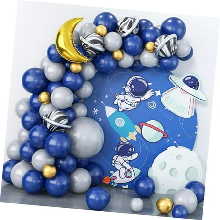 Hotbar Outer Space Astronaut Balloon Garland Arch Kit Navy Blue Black Gray Latex Balloons with Moon Foil Balloon Galaxy Starry Night to the Moon DIY Birthday Party Decoration Shower