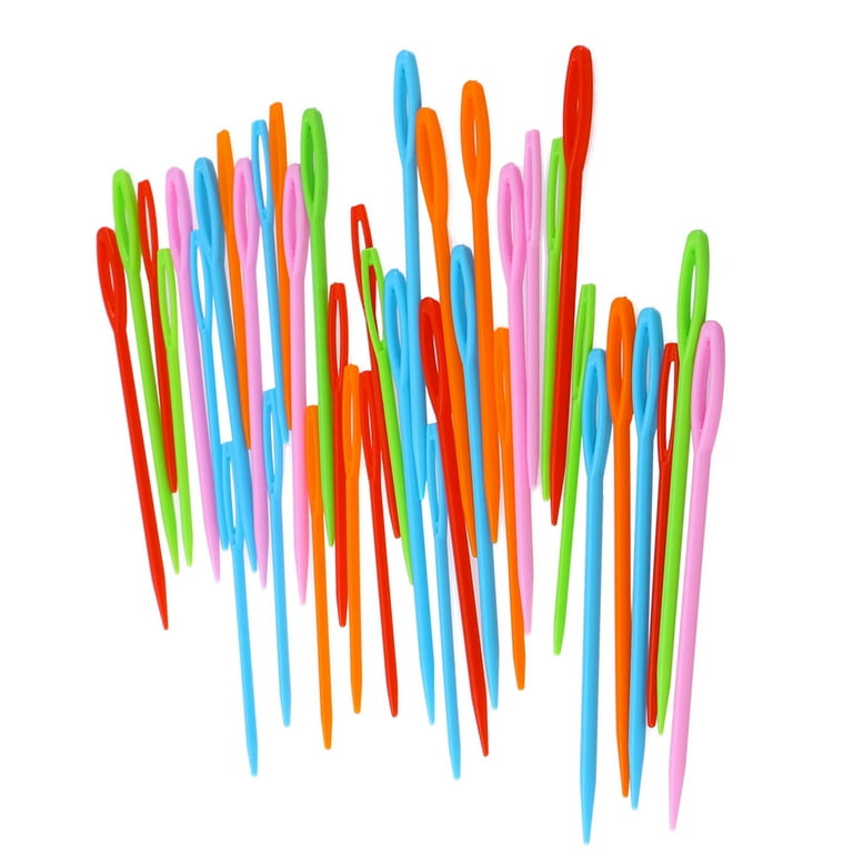 100pcs Plastic Sewing Needles Colorful Large Holes Weaving Tools Needles for Kids Adult (9cm Random Color)