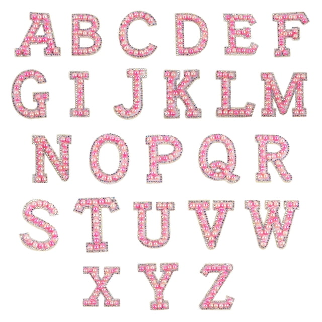 Hearth & Gear Letter Patch Set Of Pearl Rhinestone Shiny Pearl Letter Patch Clothes Applique Imitation Pearl Letter Patch (Colorful) DIY Letter Sticker A Stickers Thick Decal Science Stickers for