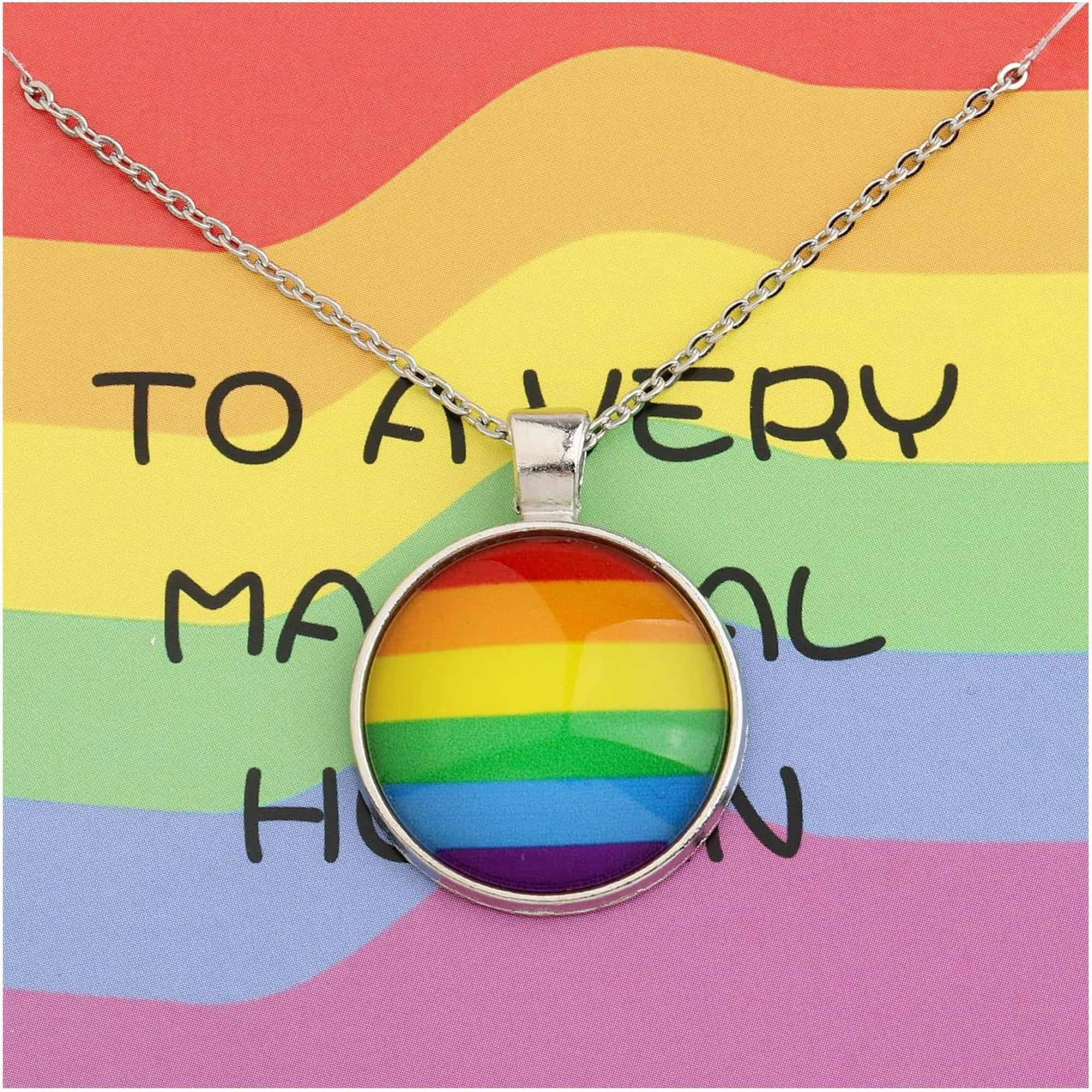 LAICAIW Gay Pride Gift LGBT Necklace Rainbow Pride Necklace LGBT Jewelry Bisexual Pride Gift Transgender Pride Gift Walmart