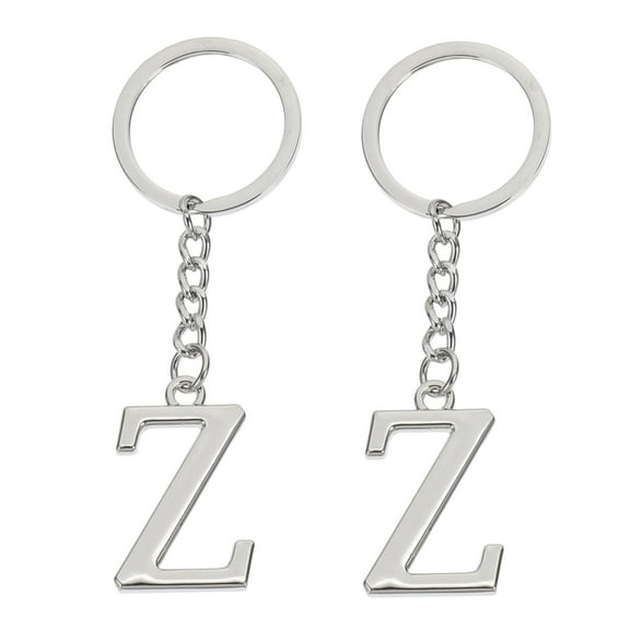 Uxcell Initial Letter Keychain Letter A-Z Keychain Alphabet Z Pendant Key Ring for Backpack Purse Bag, Silver 2Pcs