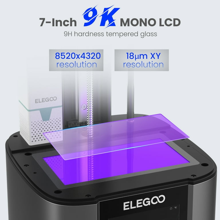 ELEGOO Mars 4 Resin 3D Printer with 7 9K Monochrome LCD Screen COB UV  Light Source and Screen Protector Printing Size 153.36mm*77.76mm*175mm