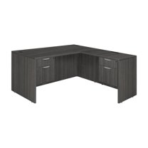 Regency Legacy 66 x 65 in. L Desk with Double Pedestal Drawer Unit- Ash Grey