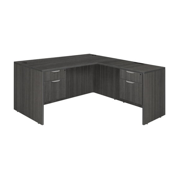 Regency Legacy 66 x 65 in. L Desk with Double Pedestal Drawer Unit- Ash Grey