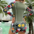 thumbnail image 4 of WREESH Womens Rash Guard Swimsuits Fashion Long Sleeve Printing Patchwork Bikini Set Swimsuit Two Piece Sling Swimwear Beachwear Bathing Suit Olive Green, 4 of 5