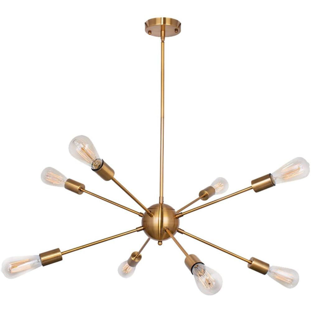 Gold-8 Sputnik Chandeliers 8 Lights Modern Lighting Retro Pendant Lamp Industrial Vintage Ceiling Light Fixture Brass Chandelier