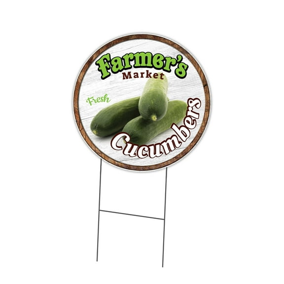 SignMission C-24-CIR-DS-WS- Cucumbers 24 in. Double Sided Corrugated Circular Plastic Sign - Farmers Market Cucumbers