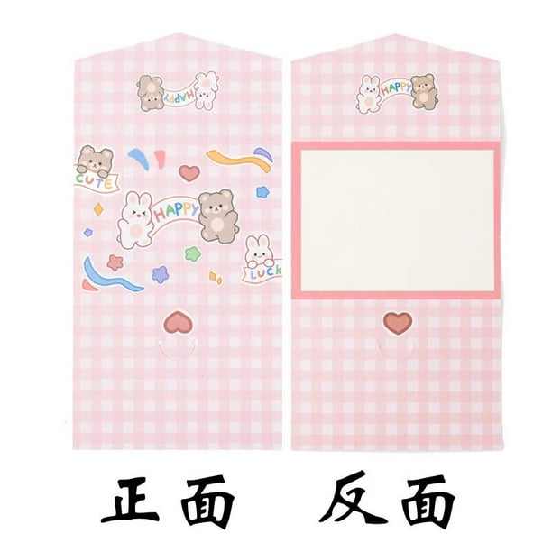 Ins Cute tri-fold Plaid Cartoon plegable cumpleaños gracias regalos mensaje letras tarjetas de felicitación suministros de vacaciones 7,3*9,3 cm nuevo