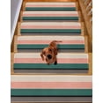 thumbnail image 2 of Colorful Stripes Stair Treads Non Slip for Steps Abstract Art Green Beige Black Line Texture 10 Pcs Reusable Adhesive Stair Runner Mats for Dogs Elders Carpet Treads Rugs for Staircase 8x30 In, 2 of 7