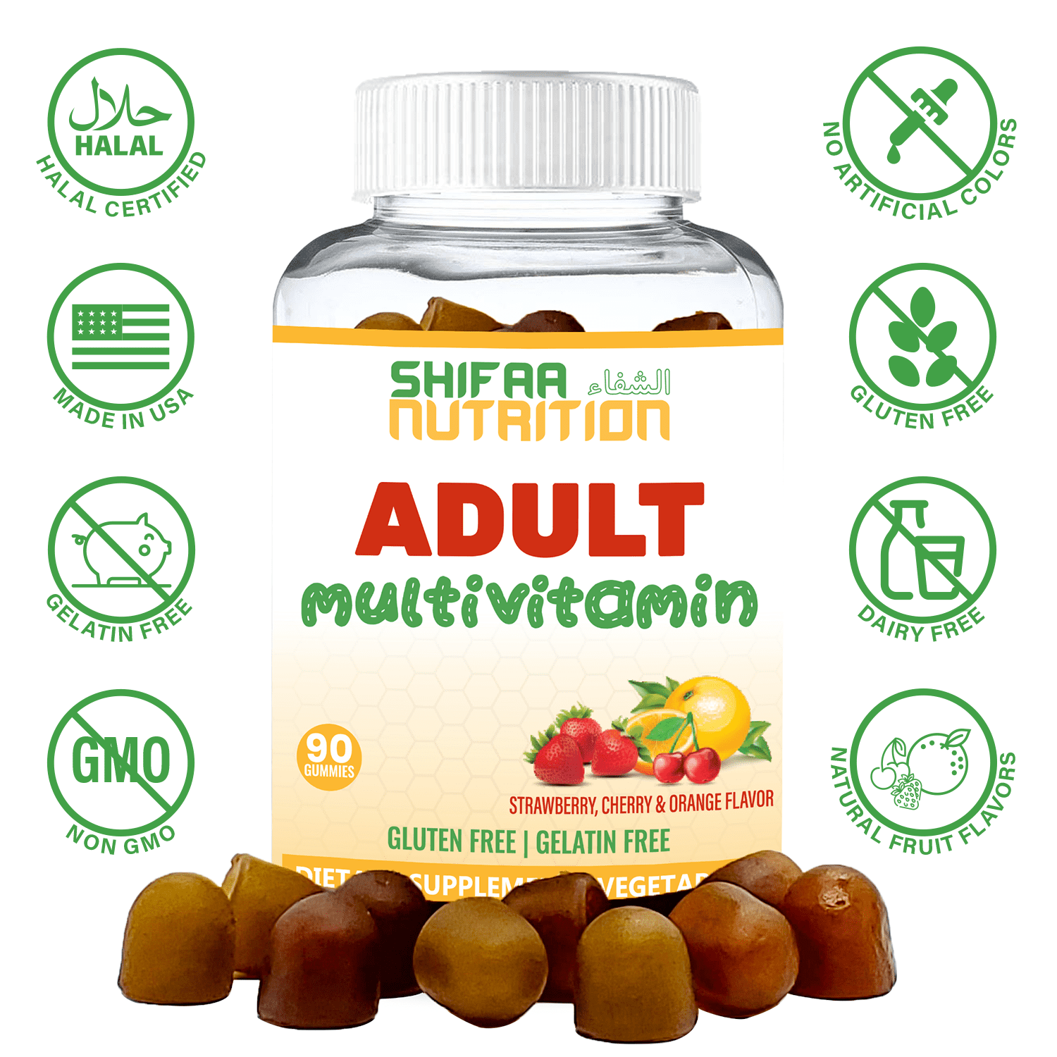 SHIFAA NUTRITION Halal & Vegetarian Gummy Multivitamin For Women, Men
