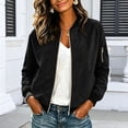 thumbnail image 2 of APEXFWDT Bomber Jacket Women Suede Casual Lightweight Long Sleeve Jacket Trendy Zip Up Coat Outerwear Tops,XL,Black, 2 of 6
