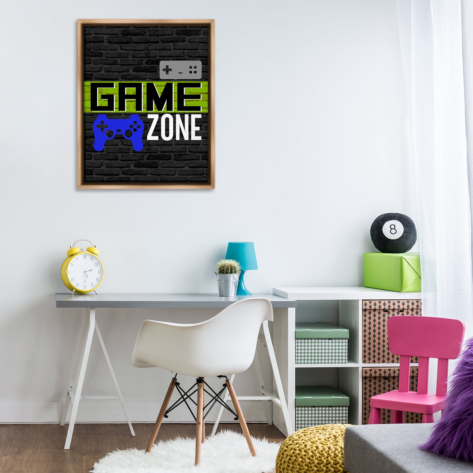 Stupell Industries Vintage Game Zone Typography Painting Brown Floater Framed Art Print Wall Art, 25 x 31