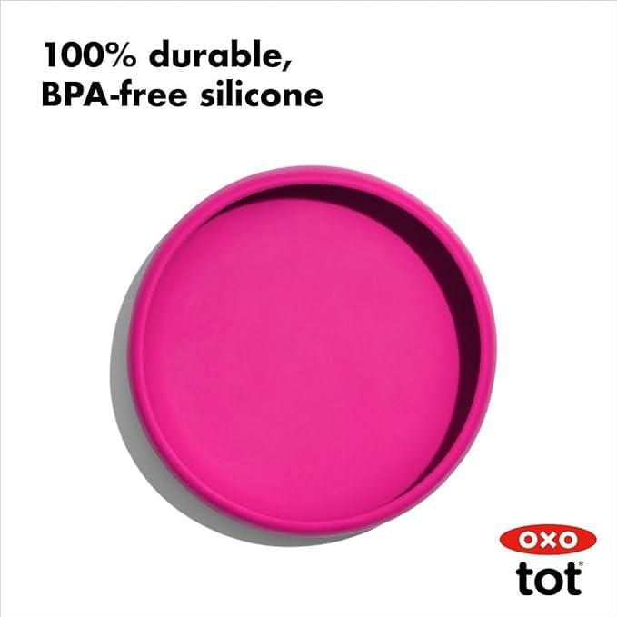 OXO Tot - Silicone Plate - Food-Safe Silicone - Flexible - Perfect for Toddlers Learning to Feed Themselves - BPA-free - Pink