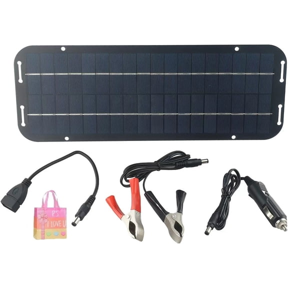 60W 12V Solar Trickle Charger & Battery Maintainer - Monocrystalline Panel with IP65 Waterproof, Auto Overcharge Protection for Car, RV, Boat, Marine, Seasonal Vehicle Battery(XX)