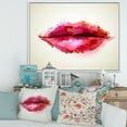 thumbnail image 2 of Red Girl Lips Formed By Abstract Blots 32 in x 16 in Framed Painting Canvas Art Print, by Designart, 2 of 5