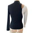 thumbnail image 4 of ZHYou Sweaters for Women,Color Block,Cut Out Shoulder,High Neck,Soft Slim Fit Long Sleeve Tops,Black,Size XL, 4 of 8