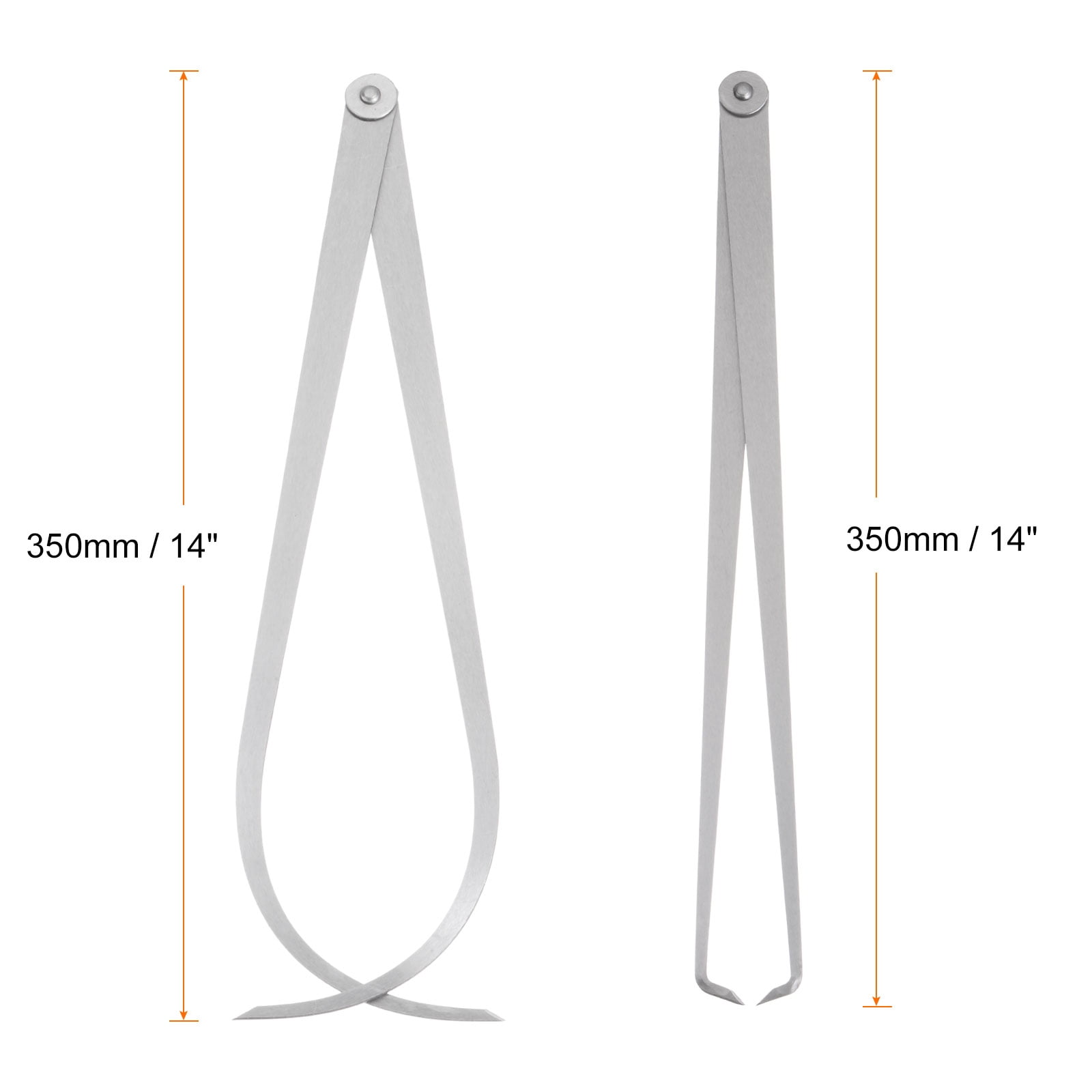 Uxcell 2pcs Firm Joint Inside/Outside Caliper 350mm 14 Inch Tool Steel Measurement Tool