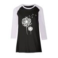 thumbnail image 4 of Pompotops Ladies' O-Neck Casual Printed Color-Blocking Three-Quarter Sleeve Blouse, 4 of 4
