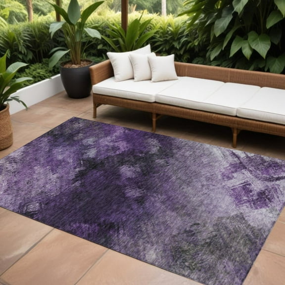 HomeRoots 577516 10 x 14 ft. Abstract Washable Indoor & Outdoor Rectangle Area Rug, Purple, Eggplant & Lavender