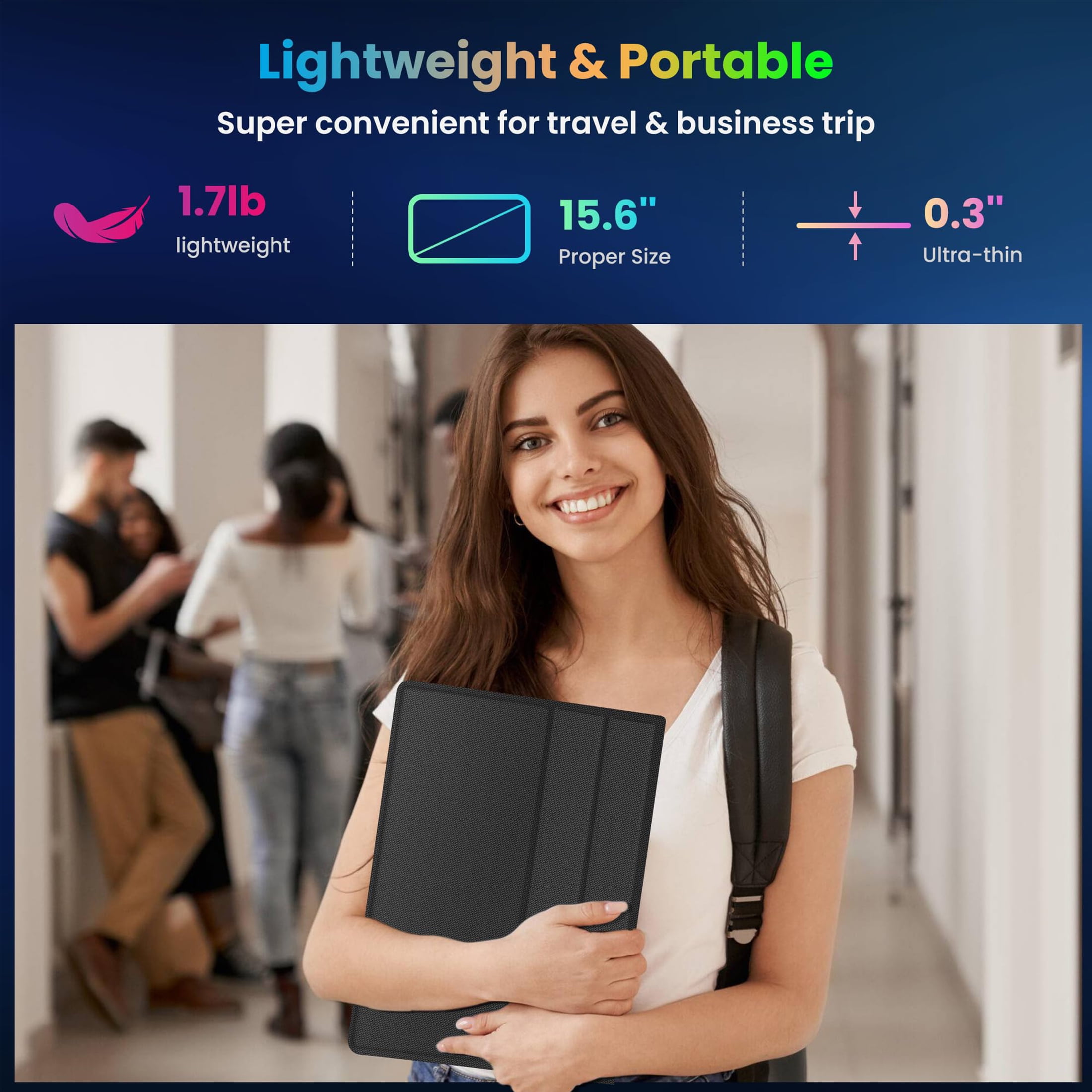 BIGASUO 15.6'' 1080P FHD Travel Mini Screen, Ultra-Slim HDMI HDR IPS Gaming Monitor for Laptop, PC, Xbox, PS4/5