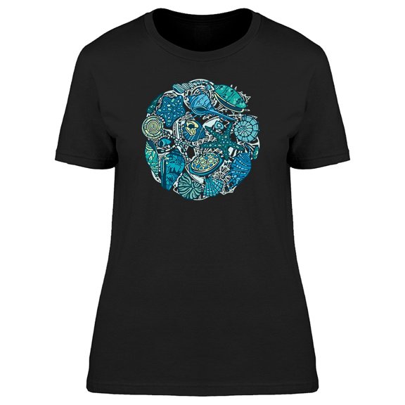 Seashells Marine Life Doodles Tee Women's -Image by Shutterstock