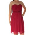 thumbnail image 2 of ADRIANNA PAPELL Womens Red Embellished Ruched Sleeveless Strapless Above The Knee Evening Fit + Flare Dress 8, 2 of 4
