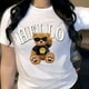 thumbnail image 3 of Camiseta de manga corta y cuello redondo para mujer con estampado de oso para uso casual en primavera y verano Color Blanco Talla Chica Marca Emil SaEs, 3 of 4