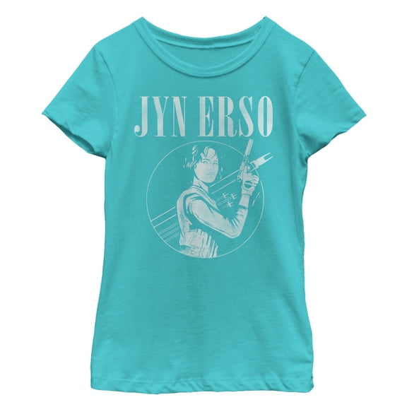 Girl's Star Wars Rogue One Jyn Erso Circle Frame  Graphic Tee Tahiti Blue X Large