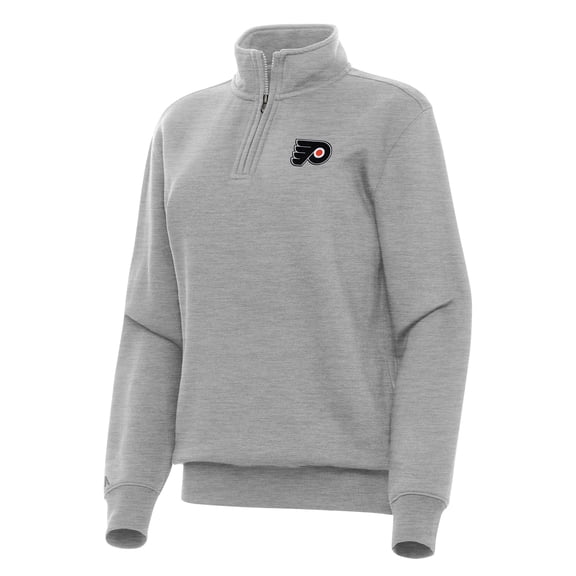 Women's Antigua Heather Gray Philadelphia Flyers Victory Quarter-Zip Sweatshirt