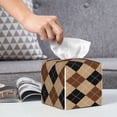 thumbnail image 6 of Rocae Argyle of brown for High-grade Leather Tissue Box, Exquisite Fashionable Design, Office Tissue Box, Waterproof Family Tissue Box, 6 of 7