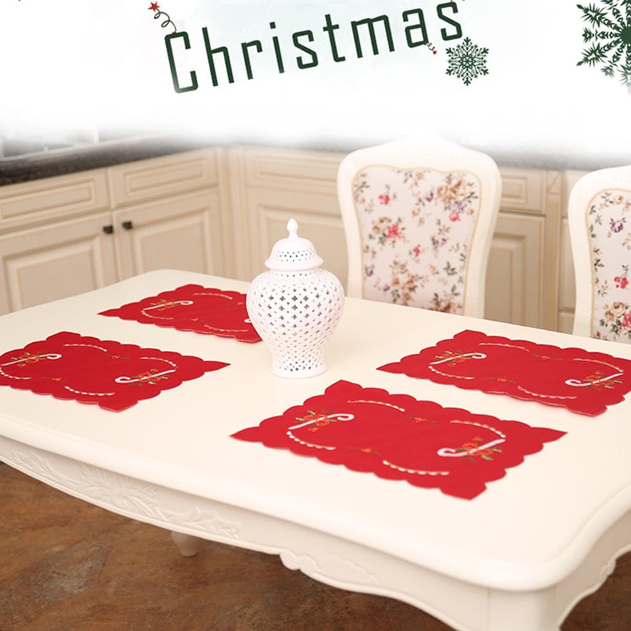 Hollow Embroidered Christmas Placemats Table Mat Christmas